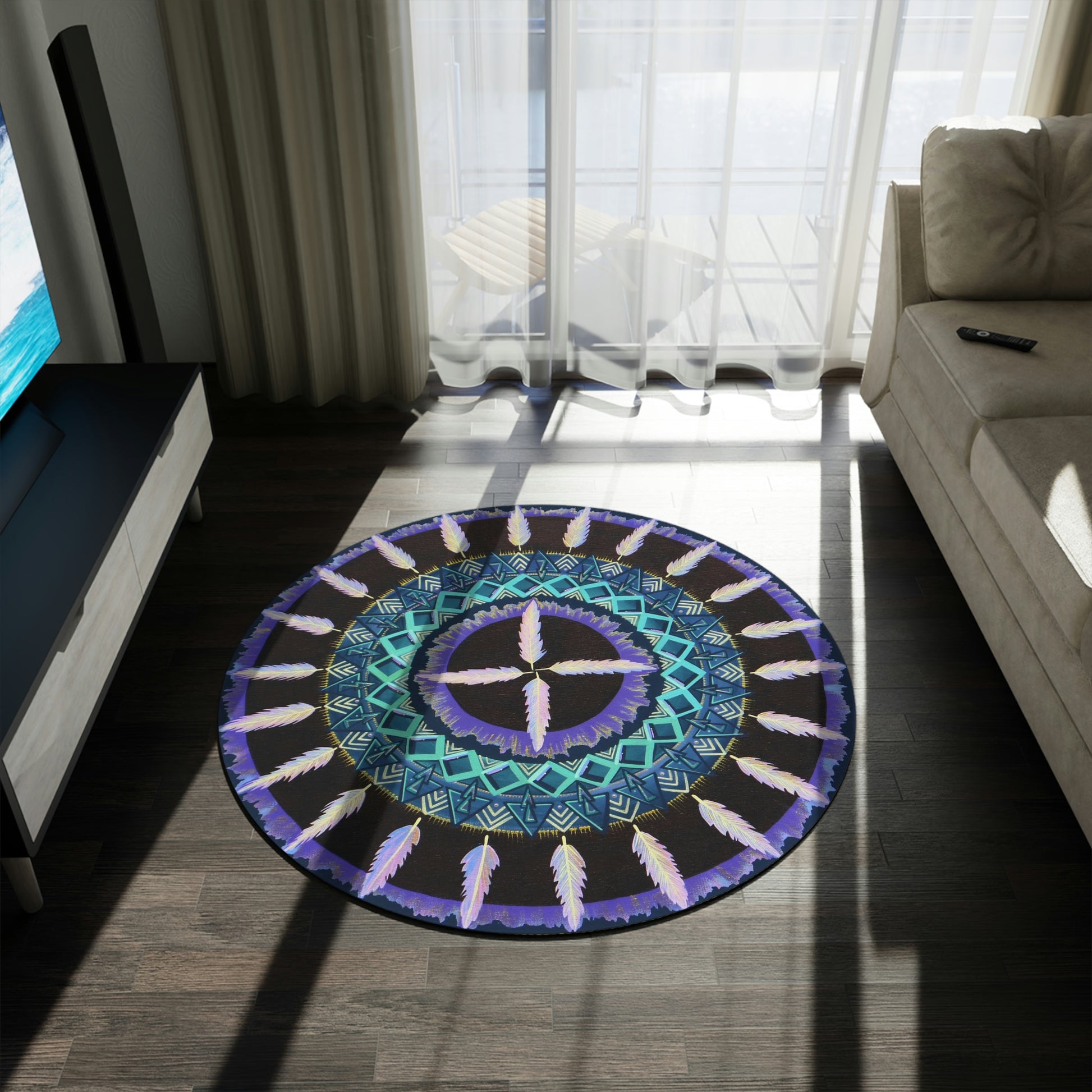 "Cuatro Vientos" Mandala Rug - Blue Flame Array Home Decor