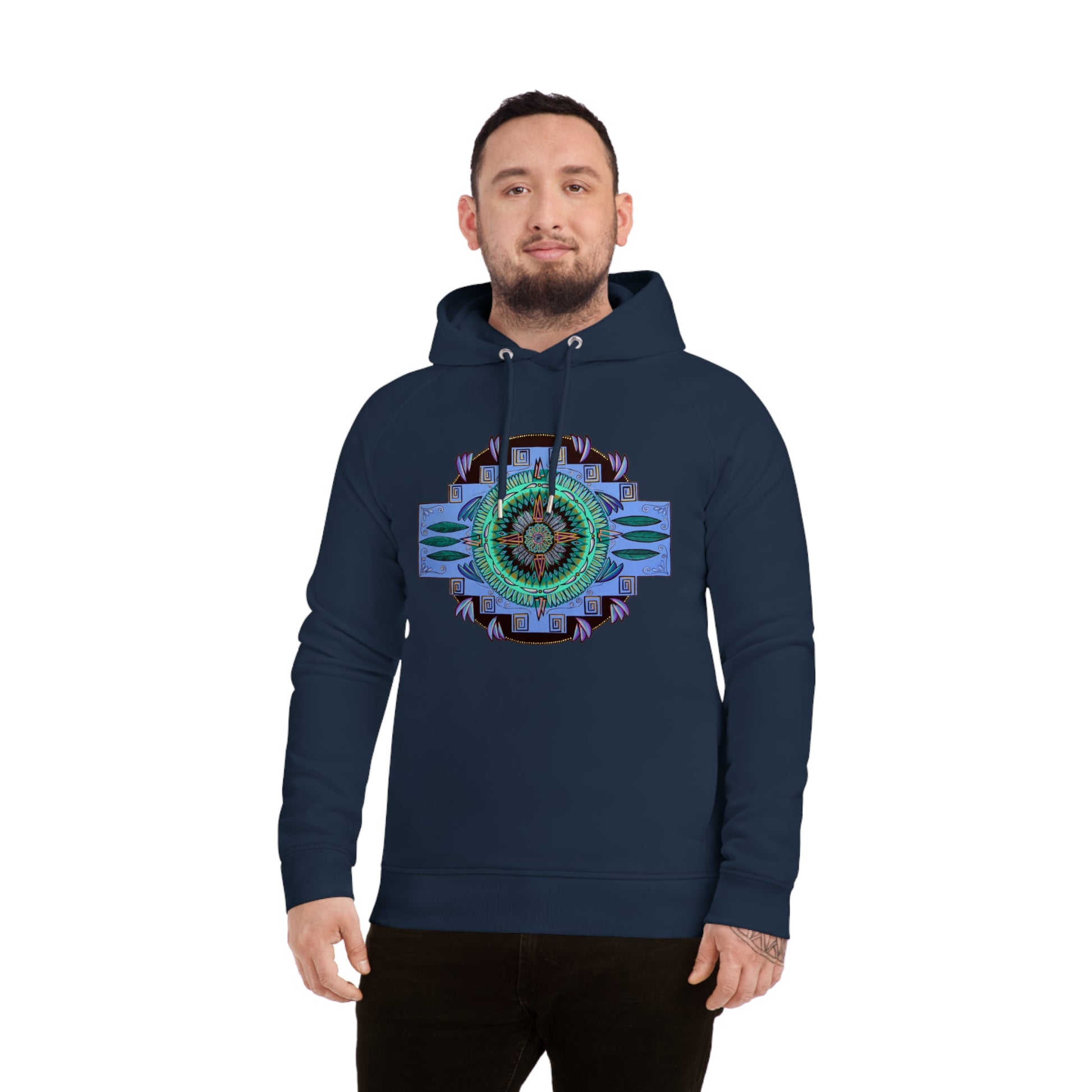 "Plumachakana" Lords & Ladies Organic Sider Hoodie - Blue Flame Array Hoodie