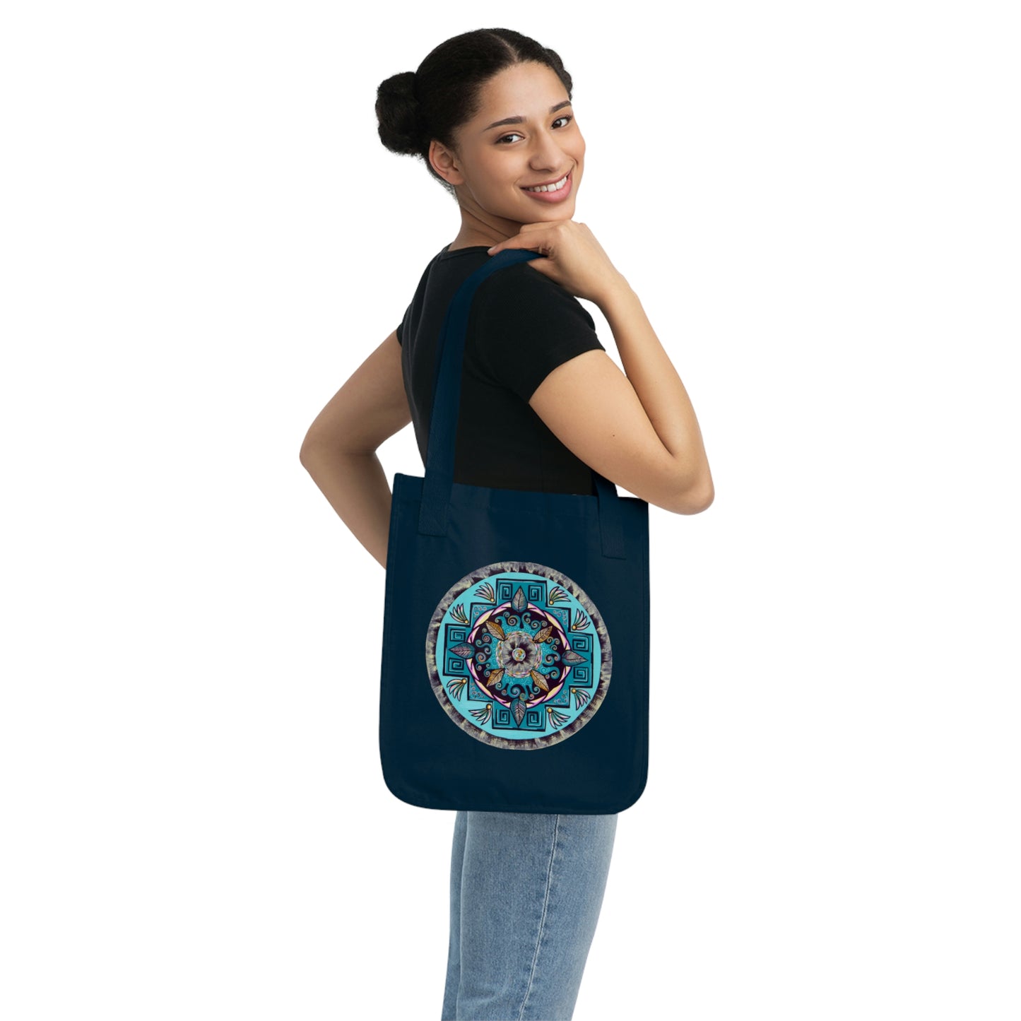 "Hojachakana" Organic Canvas Tote Bag - Blue Flame Array Bags