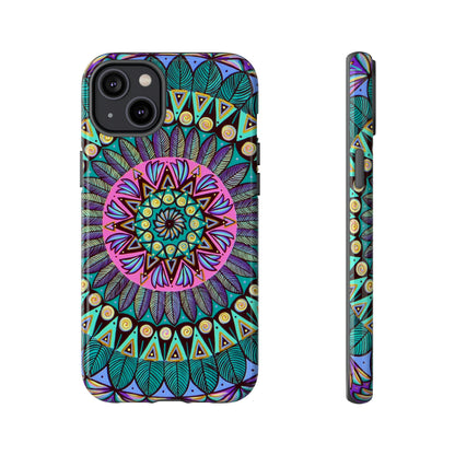 "Mandaladiosa" Art Phone Armor - Blue Flame Array iPhone 14 Plus / Glossy Phone Case