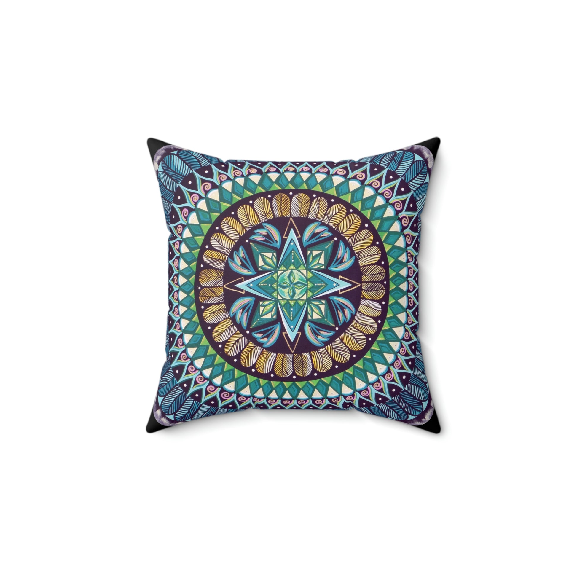 "AquilazurA Kryst'dala" Dreamcatcher Pillow - Blue Flame Array 14" × 14" Home Decor