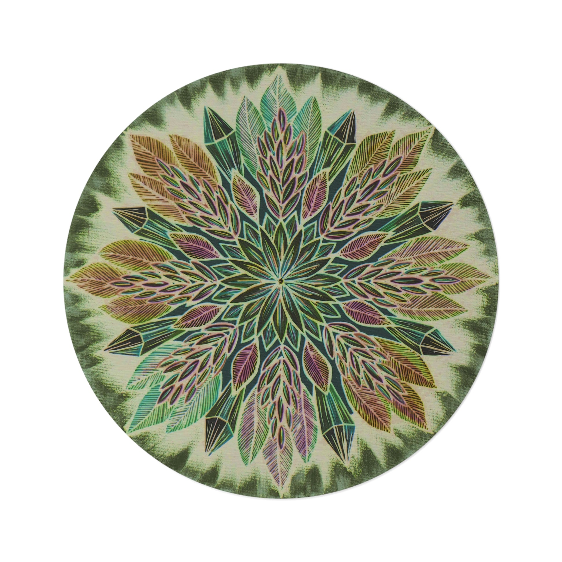 "Krystalhoja Verde" Mandala Rug - Blue Flame Array Home Decor