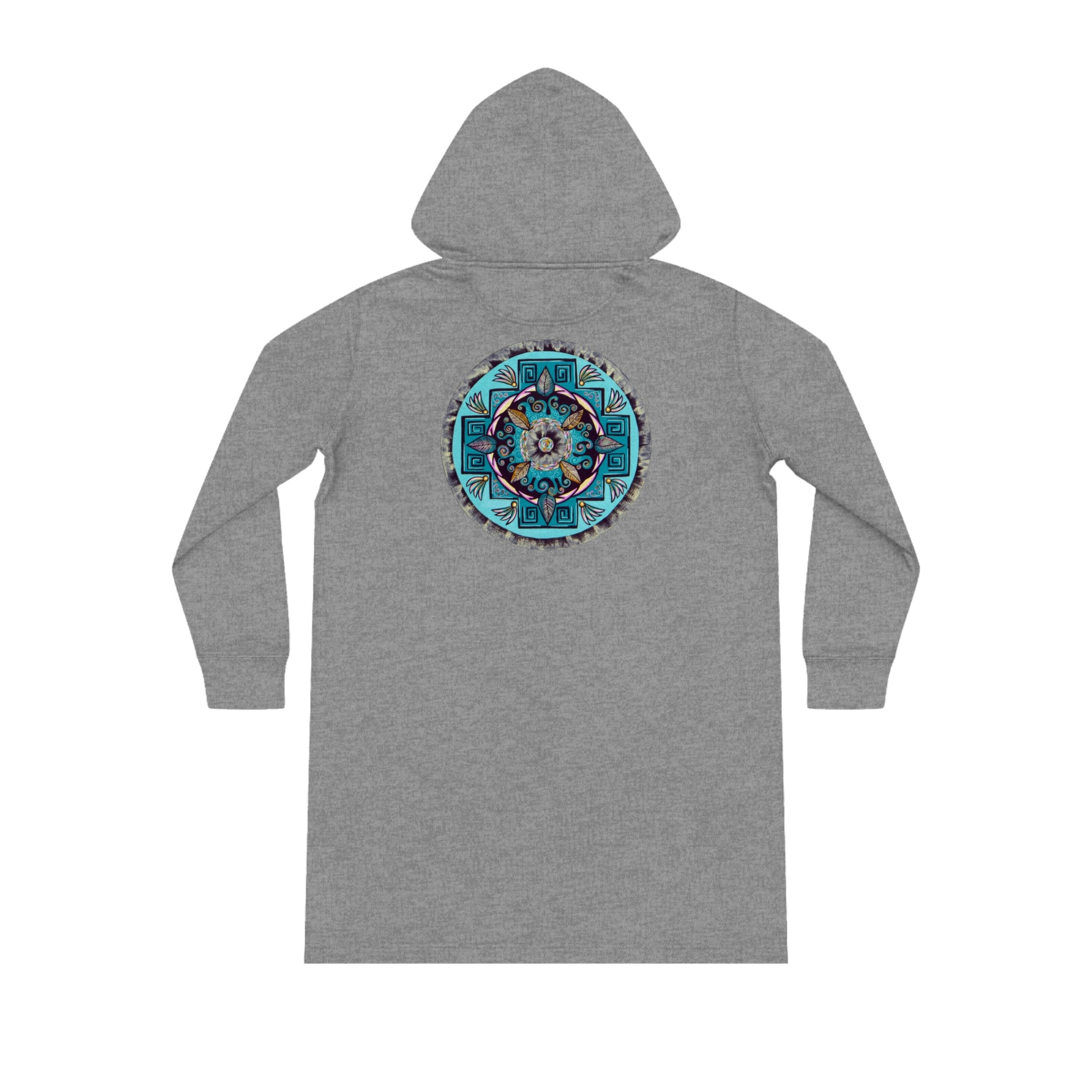 "Hojachakana" Ladies Organic Hoodie Dress - Blue Flame Array Hoodie