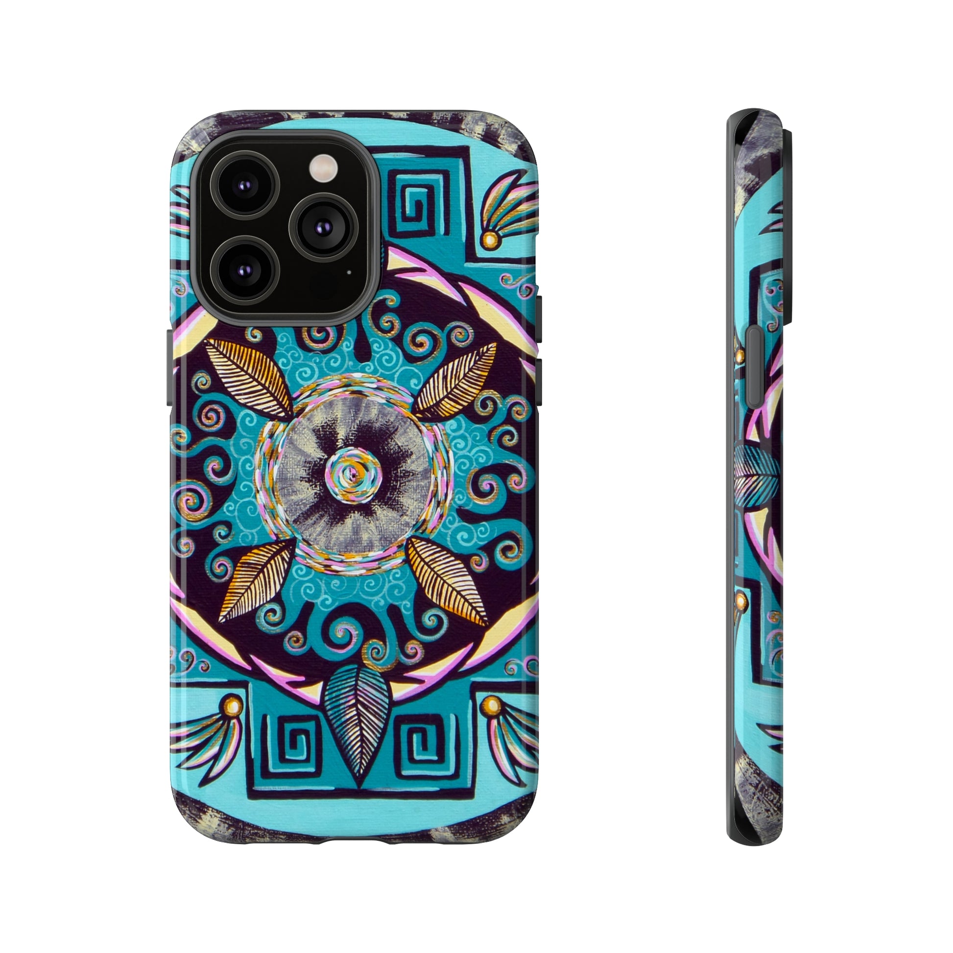 "Hojachakana" Art Phone Armor - Blue Flame Array iPhone 14 Pro Max / Glossy Phone Case