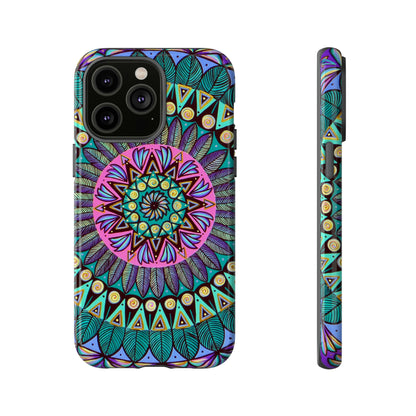 "Mandaladiosa" Art Phone Armor - Blue Flame Array iPhone 14 Pro Max / Glossy Phone Case