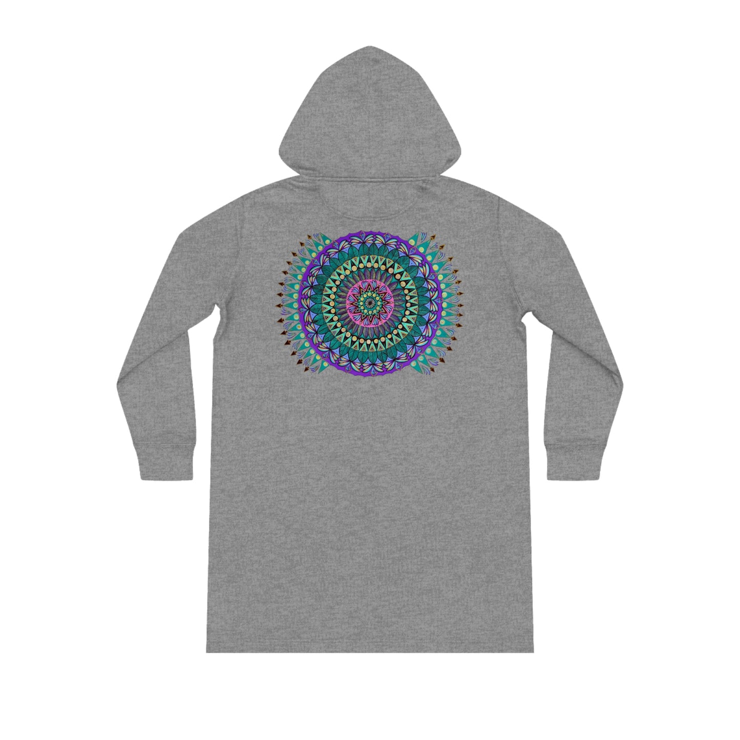 "Mandaladiosa" Ladies Organic Hoodie Dress - Blue Flame Array Hoodie