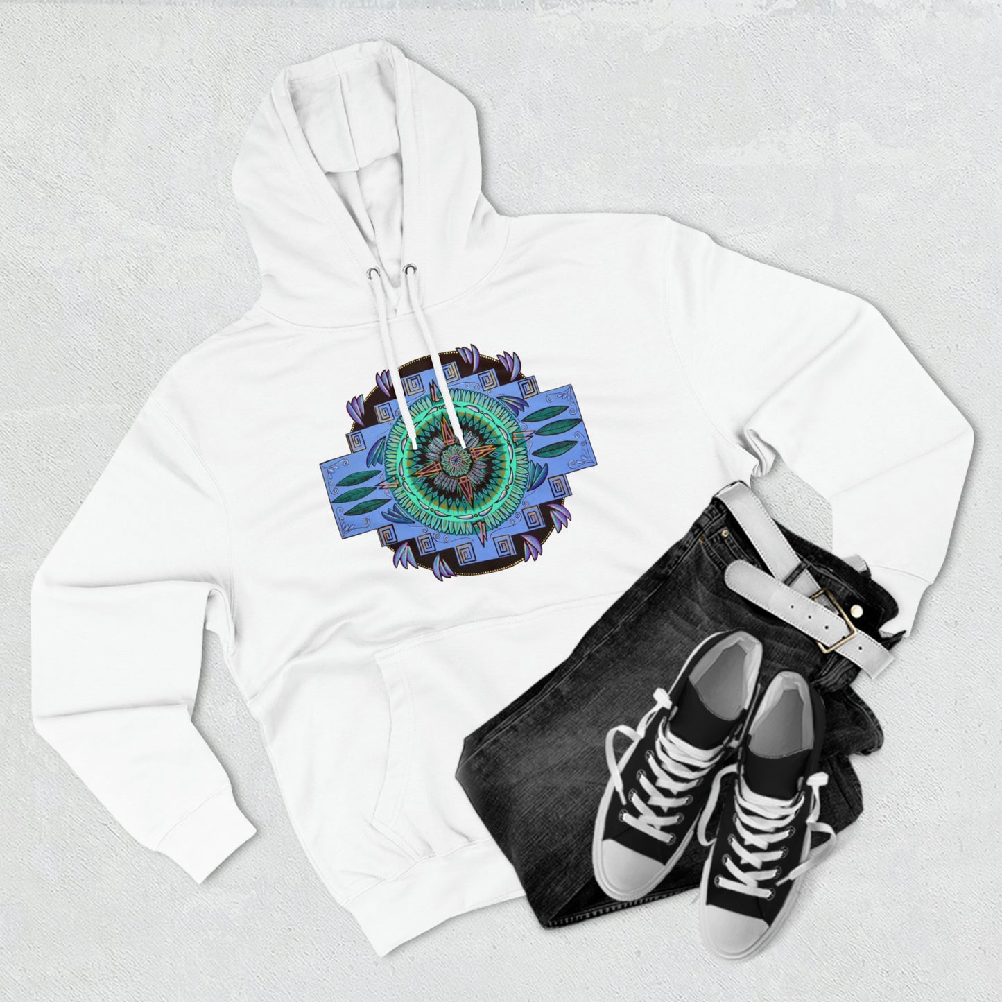 "Plumachakana" Lords & Ladies Pullover Hoodie - Blue Flame Array Hoodie