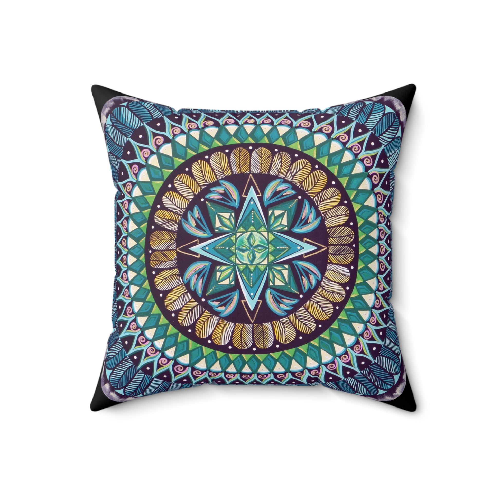 "AquilazurA Kryst'dala" Dreamcatcher Pillow - Blue Flame Array 18" × 18" Home Decor