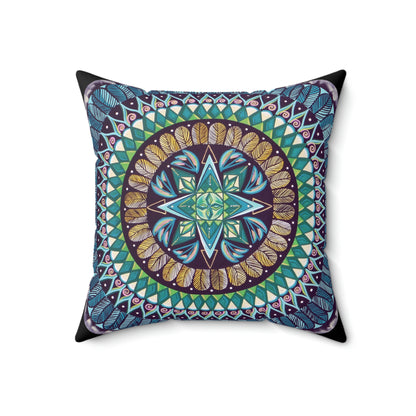 "AquilazurA Kryst'dala" Dreamcatcher Pillow - Blue Flame Array 18" × 18" Home Decor