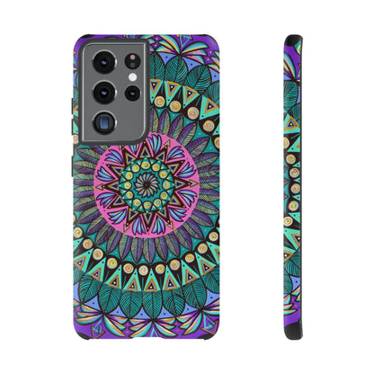 "Mandaladiosa" Art Phone Armor - Blue Flame Array Samsung Galaxy S21 Ultra / Matte Phone Case