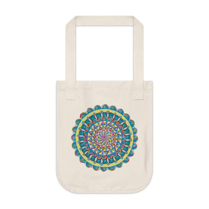 "Almandalayana" Organic Canvas Tote Bag - Blue Flame Array Bags