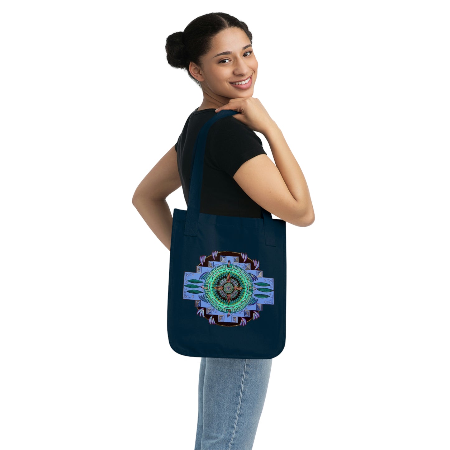 "Plumachakana" Organic Canvas Tote Bag - Blue Flame Array Bags