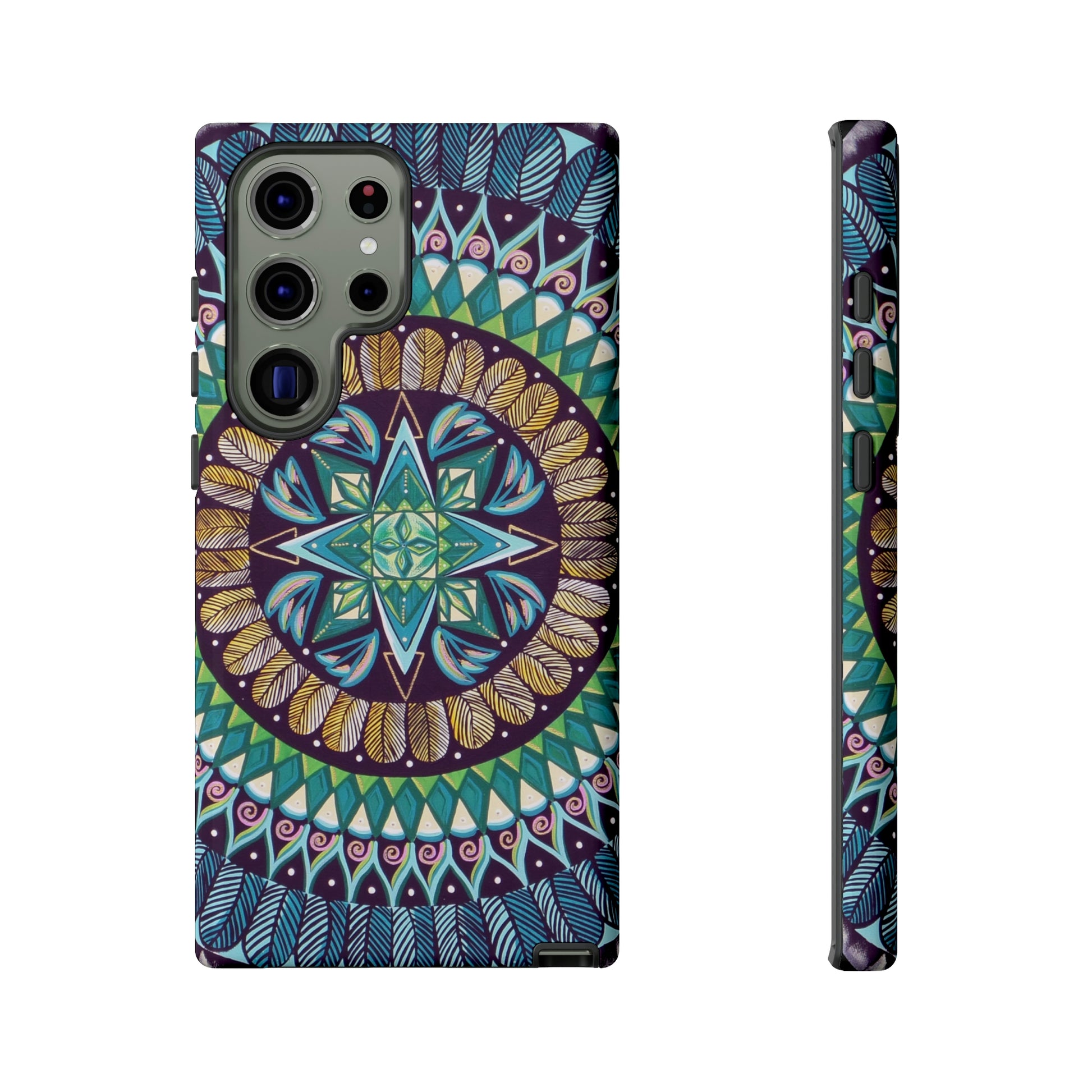 "AquilazurA Kryst'dala" Art Phone Armor - Blue Flame Array Samsung Galaxy S23 Ultra / Glossy Phone Case