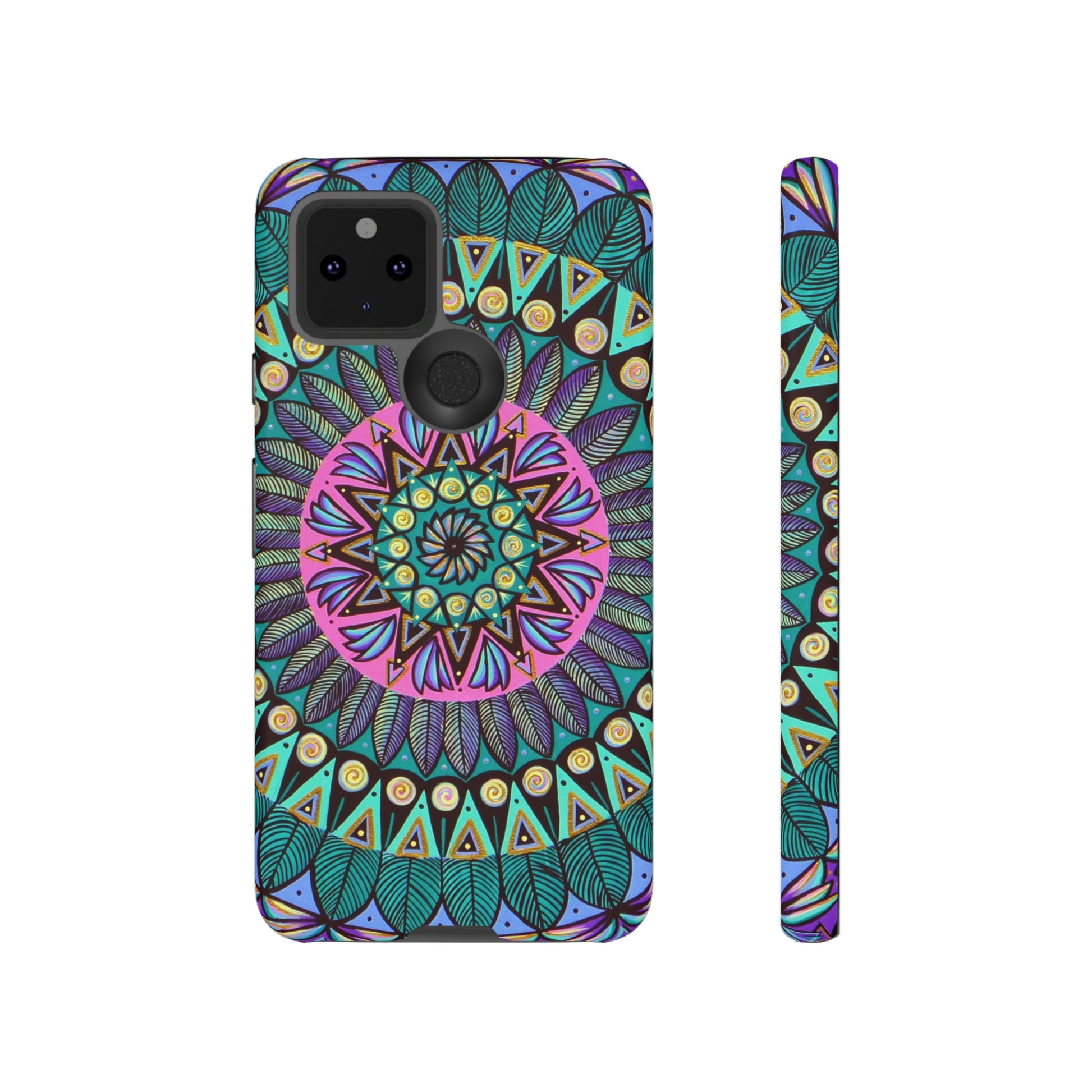 "Mandaladiosa" Art Phone Armor - Blue Flame Array Google Pixel 5 5G / Matte Phone Case