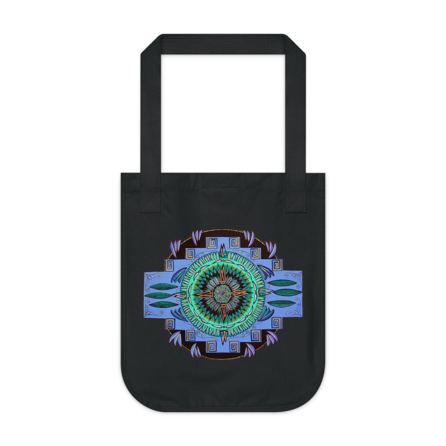 "Plumachakana" Organic Canvas Tote Bag - Blue Flame Array One size / Black Bags