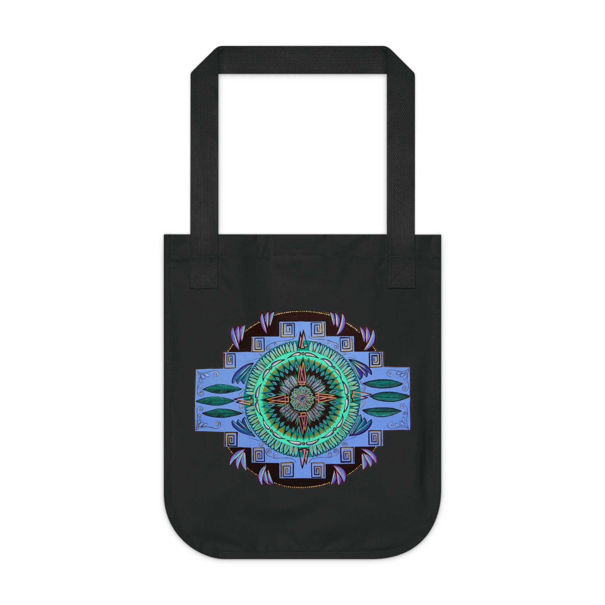 "Plumachakana" Organic Canvas Tote Bag - Blue Flame Array One size / Black Bags