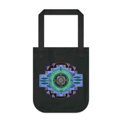 "Plumachakana" Organic Canvas Tote Bag - Blue Flame Array One size / Black Bags