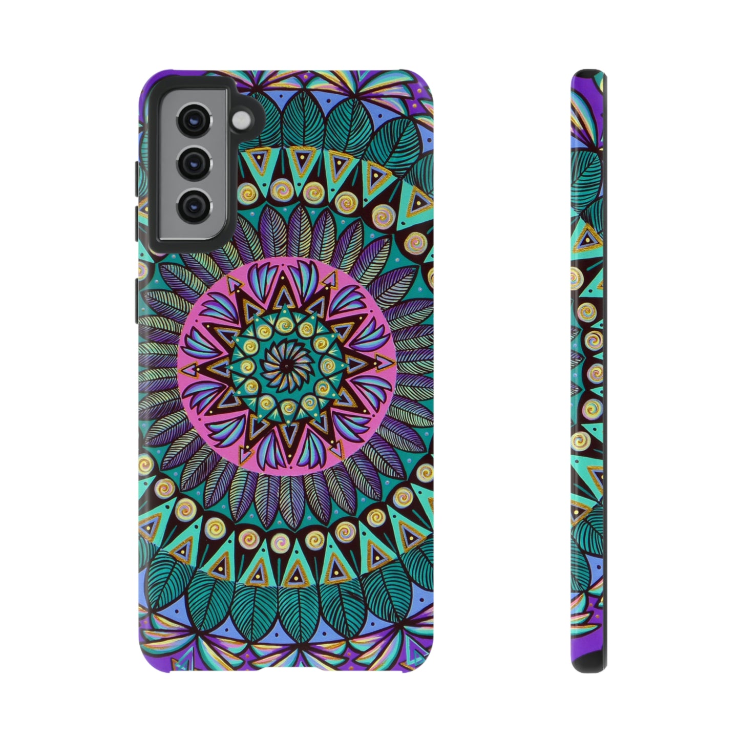 "Mandaladiosa" Art Phone Armor - Blue Flame Array Samsung Galaxy S21 Plus / Glossy Phone Case