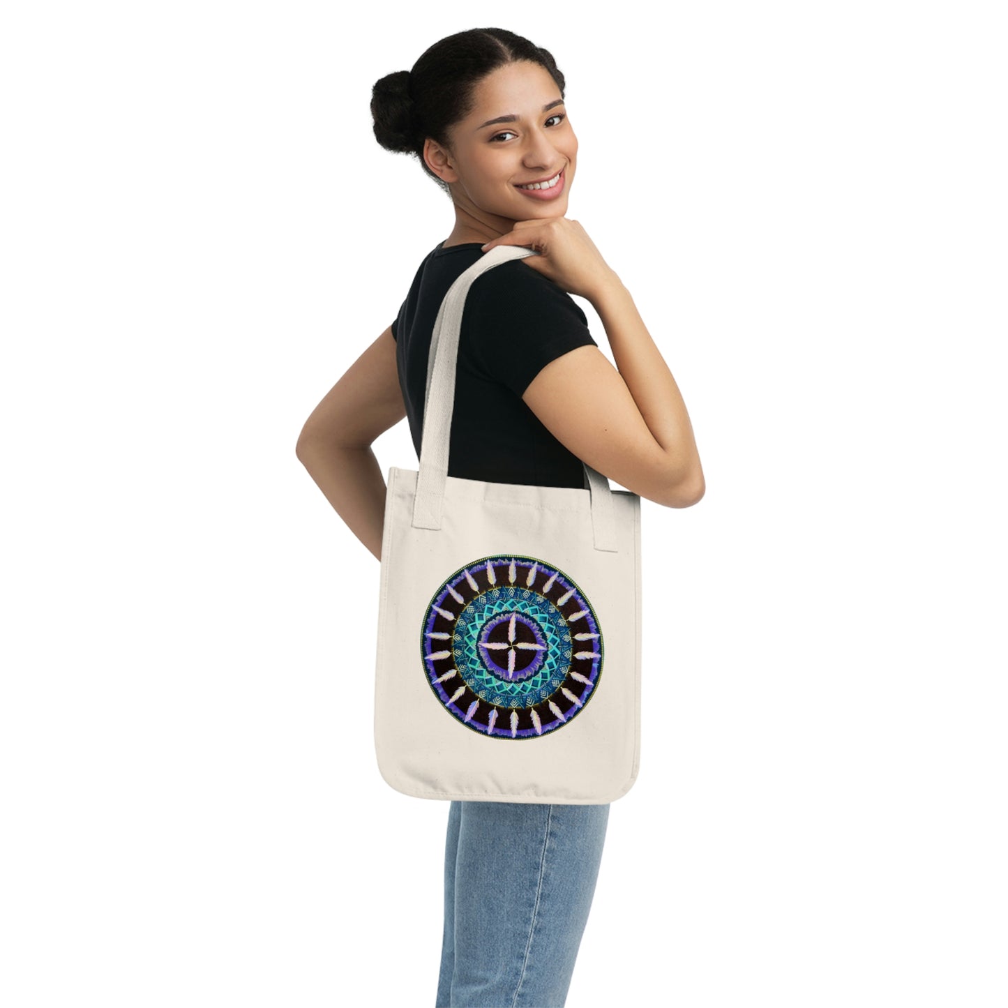 "Cuatro Vientos" Organic Canvas Tote Bag - Blue Flame Array Bags