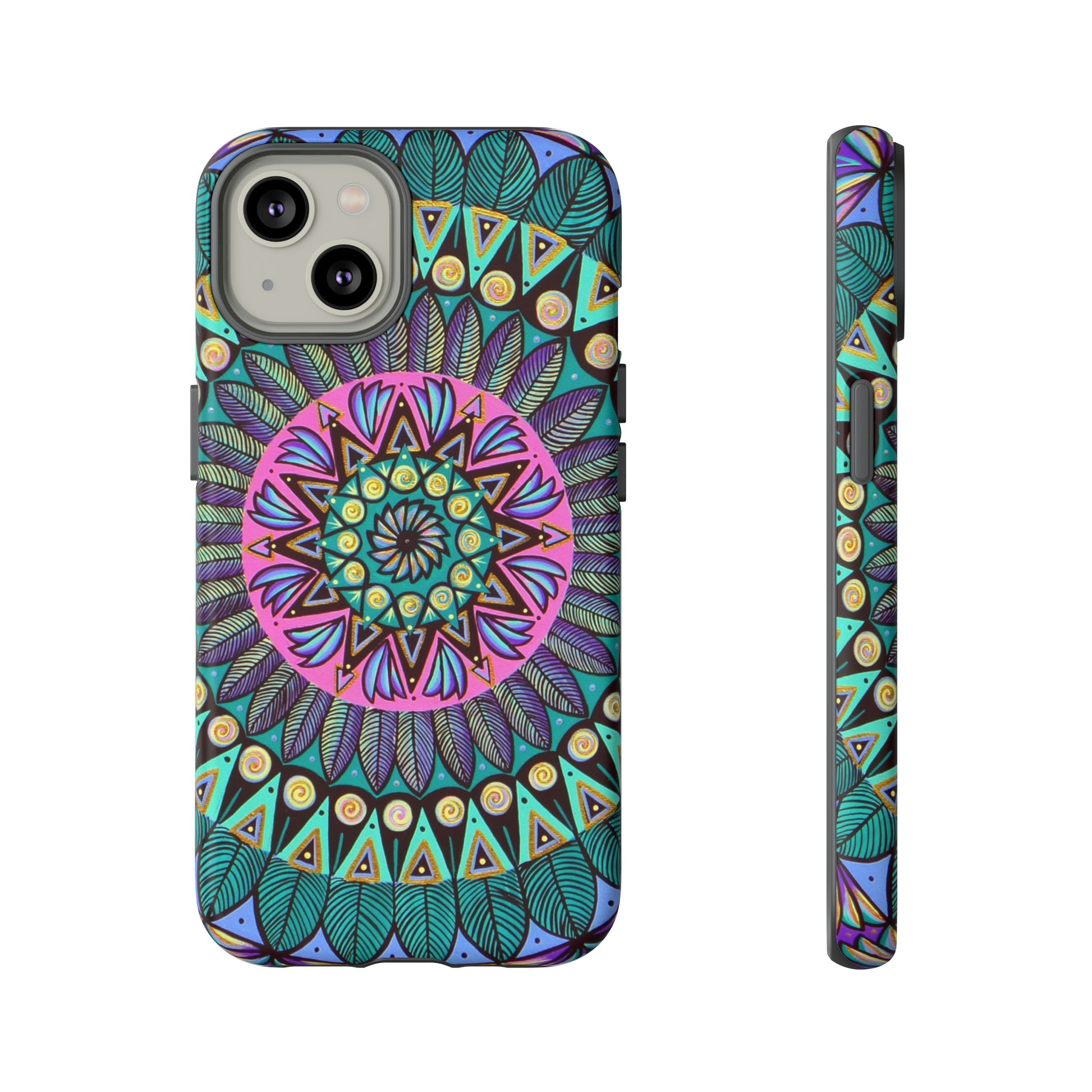 "Mandaladiosa" Art Phone Armor - Blue Flame Array iPhone 14 / Matte Phone Case