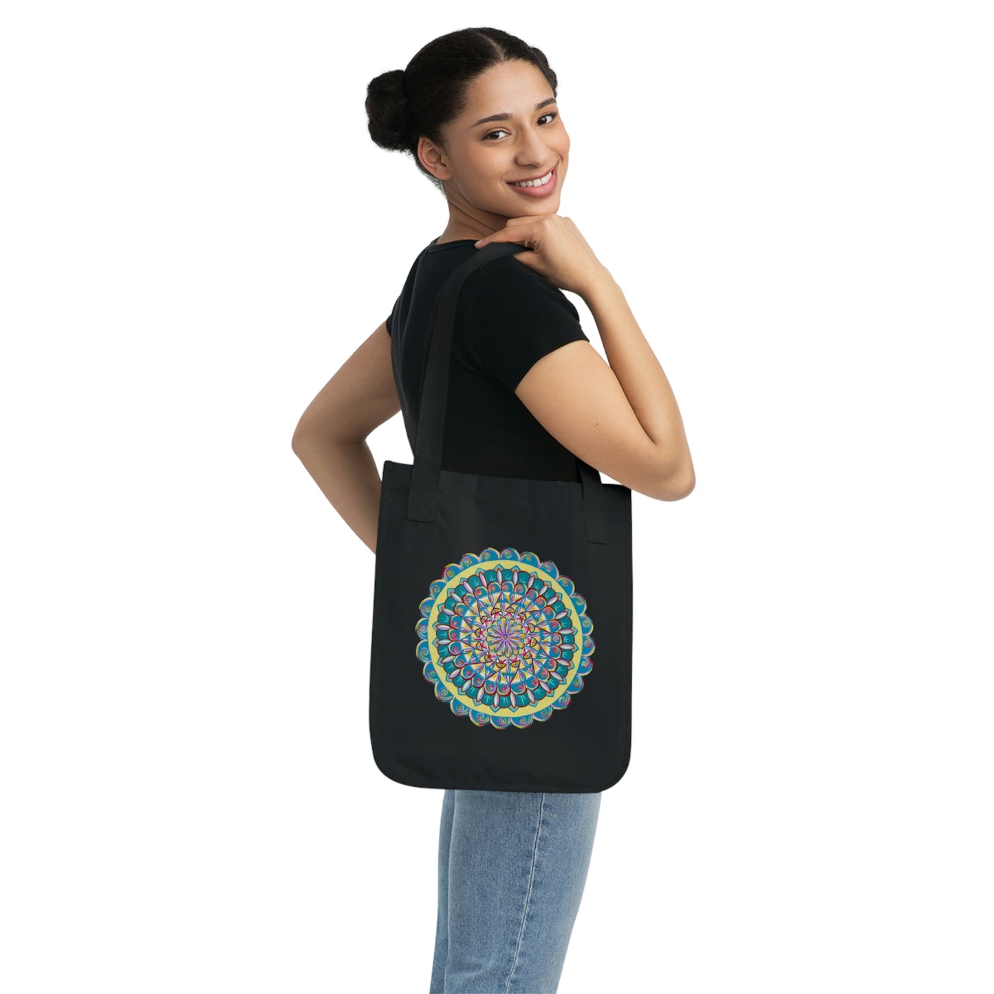 "Almandalayana" Organic Canvas Tote Bag - Blue Flame Array Bags