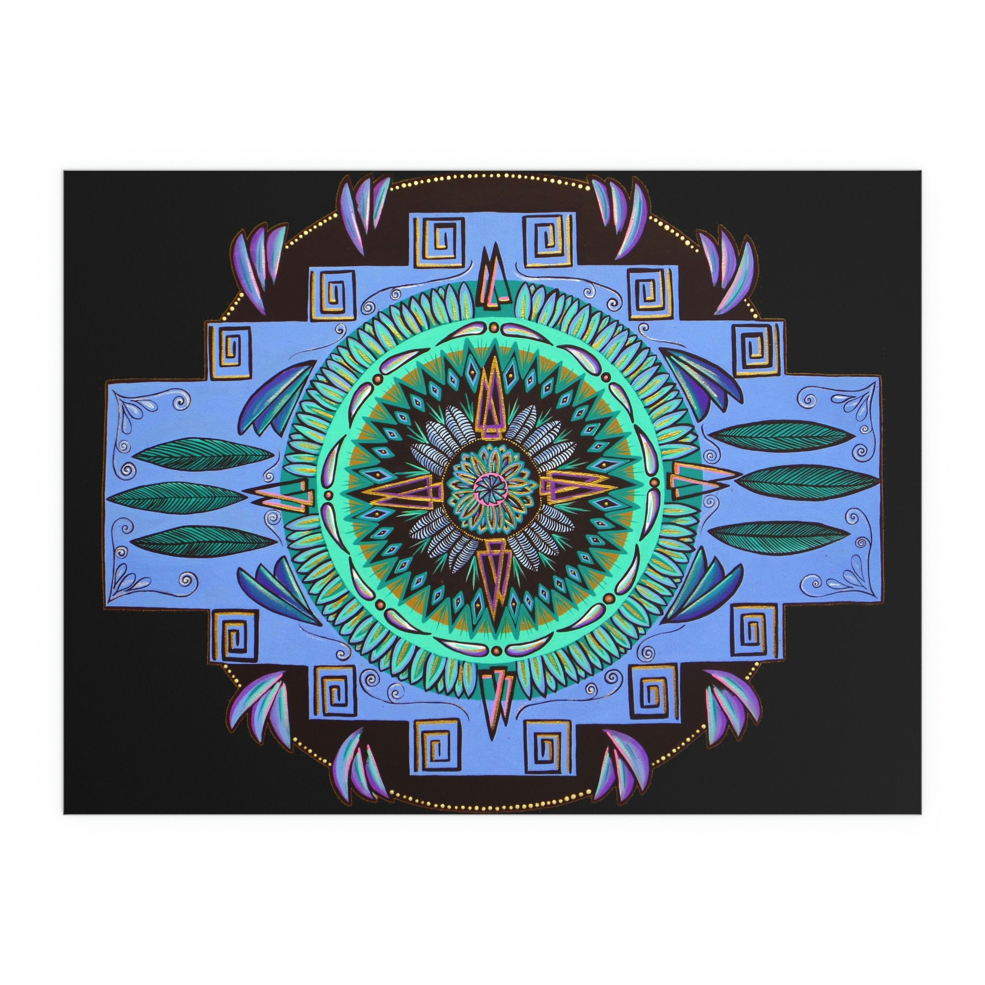 "Plumachakana" Fine Art Posters - Blue Flame Array 32" x 24" (Horizontal) / Matte Poster