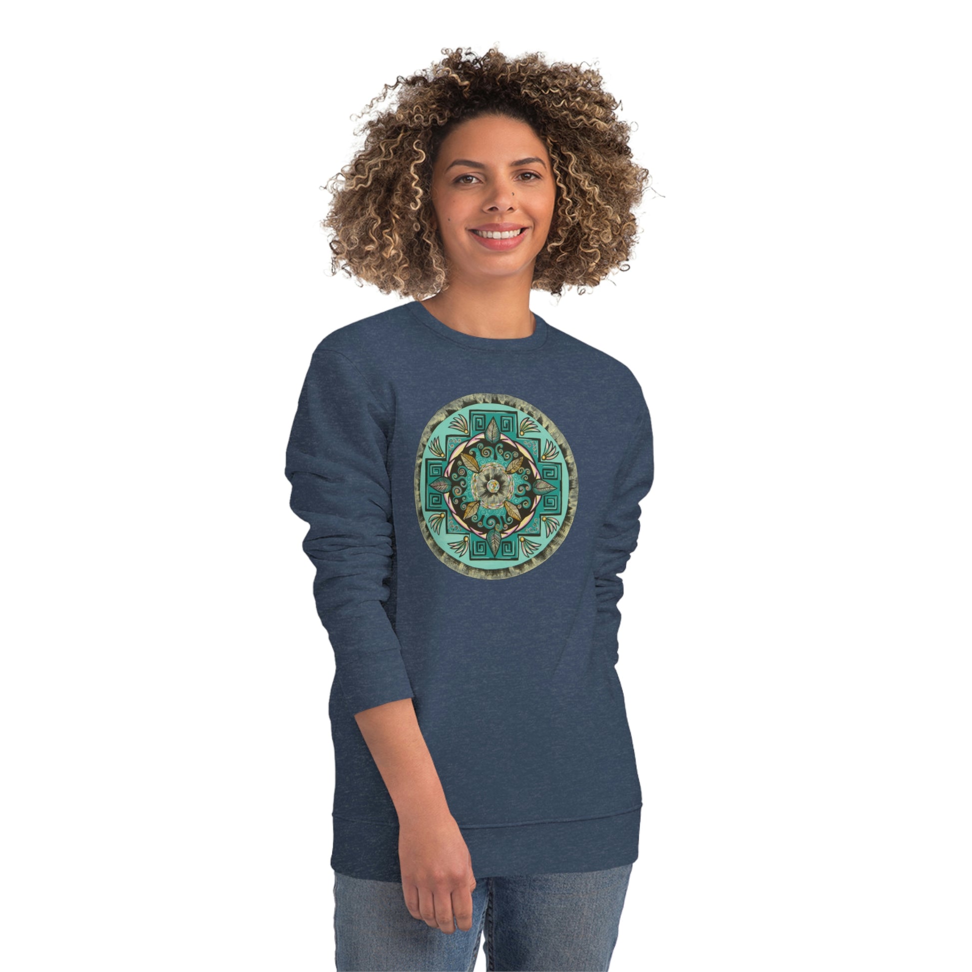 "Hojachakana" Lords & Ladies Organic Sweatshirt - Blue Flame Array Dark Heather Blue / XS Sweatshirt