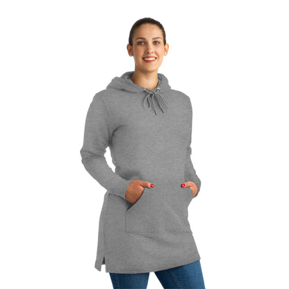 "Plumachakana" Ladies Organic Hoodie Dress - Blue Flame Array Hoodie