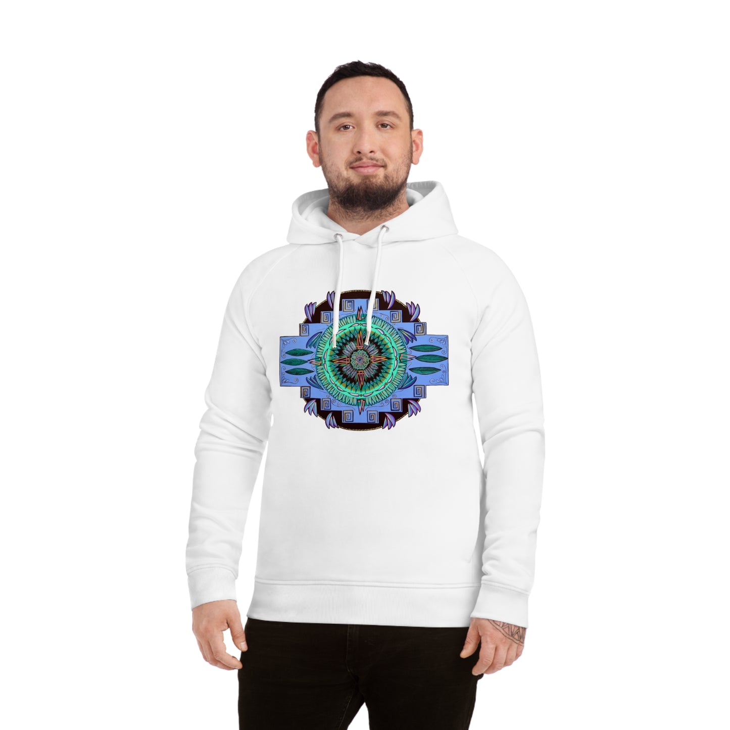 "Plumachakana" Lords & Ladies Organic Sider Hoodie - Blue Flame Array Hoodie