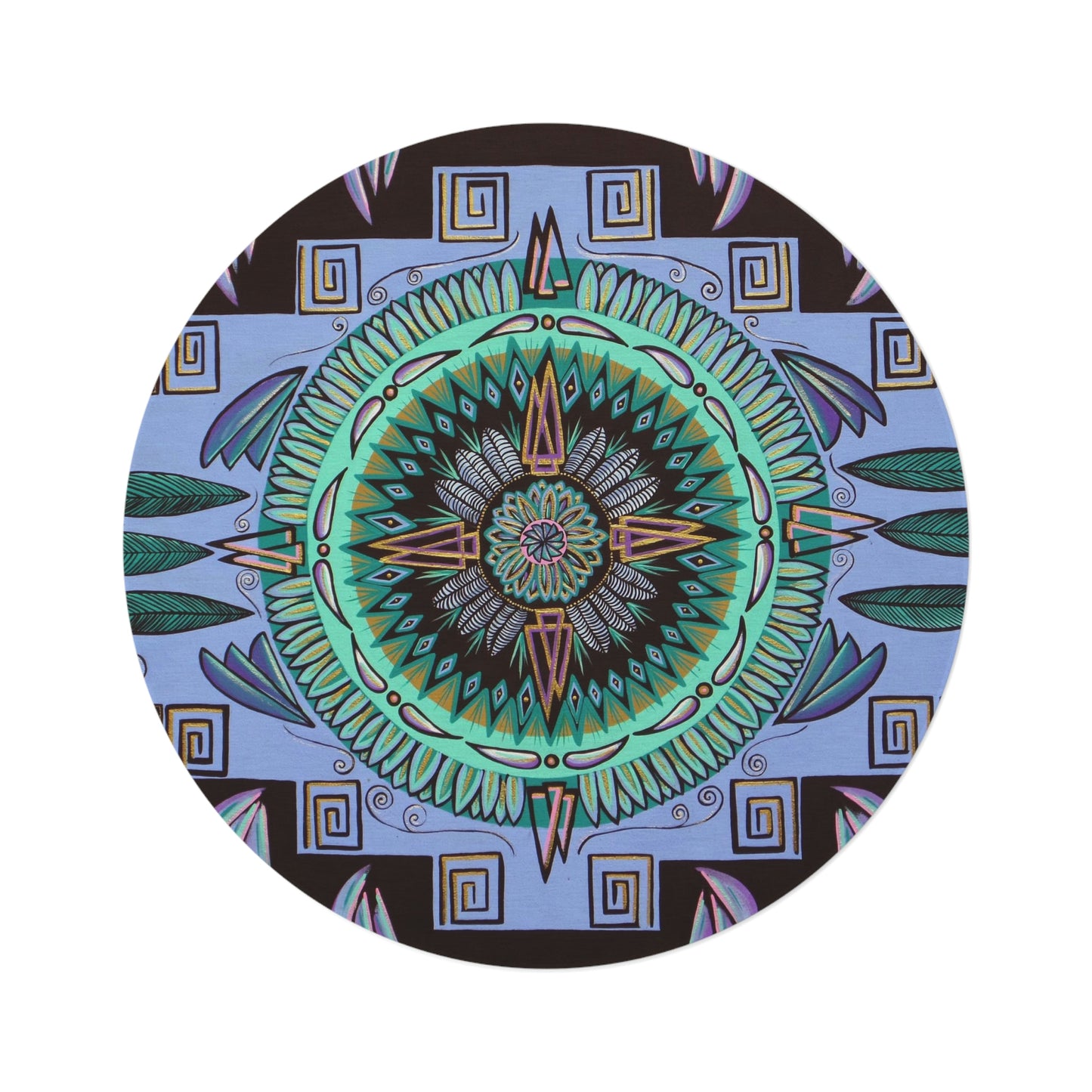 "Plumachakana" Mandala Rug - Blue Flame Array Home Decor