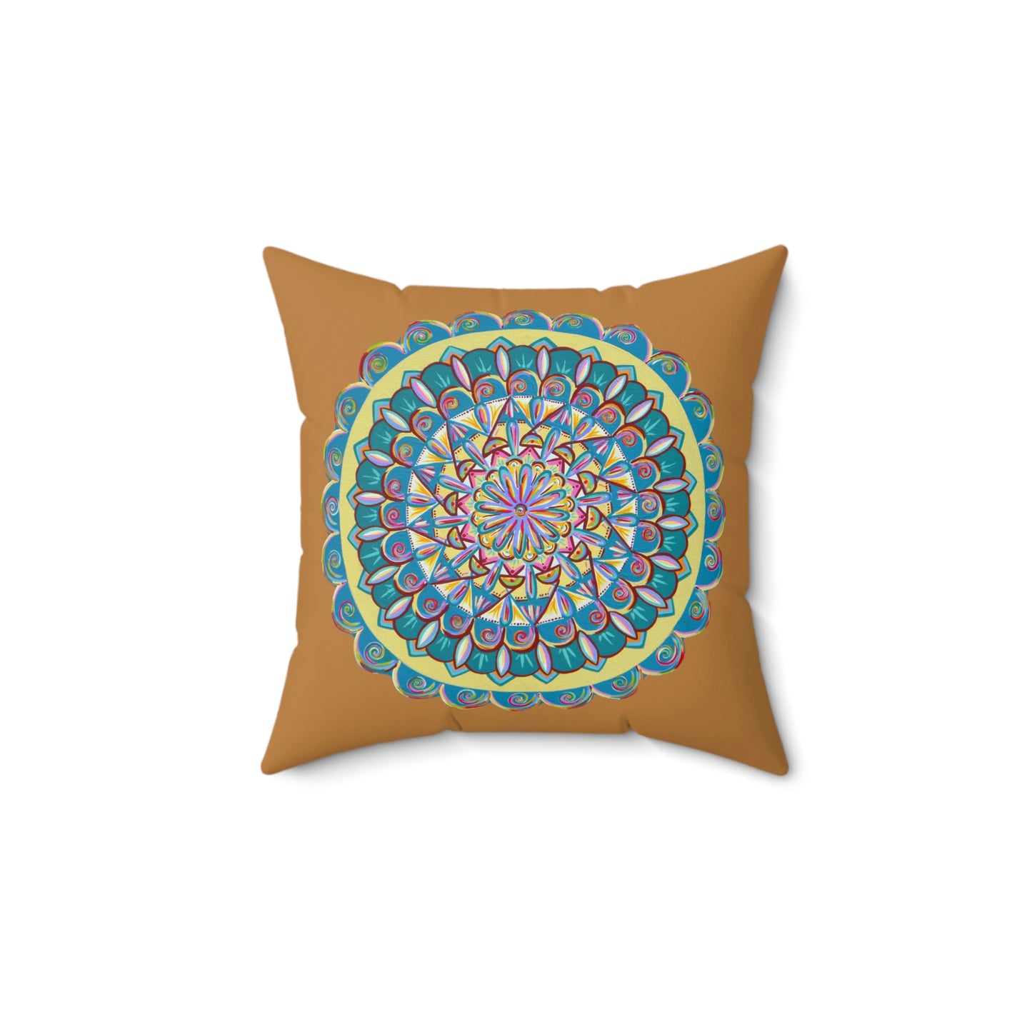 "Almandalayana" Dreamcatcher Pillow - Blue Flame Array 14" × 14" Home Decor