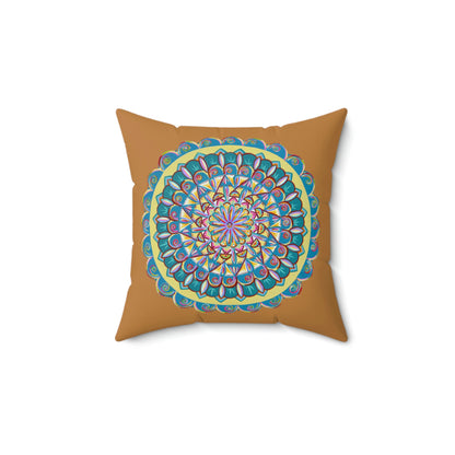 "Almandalayana" Dreamcatcher Pillow - Blue Flame Array 14" × 14" Home Decor