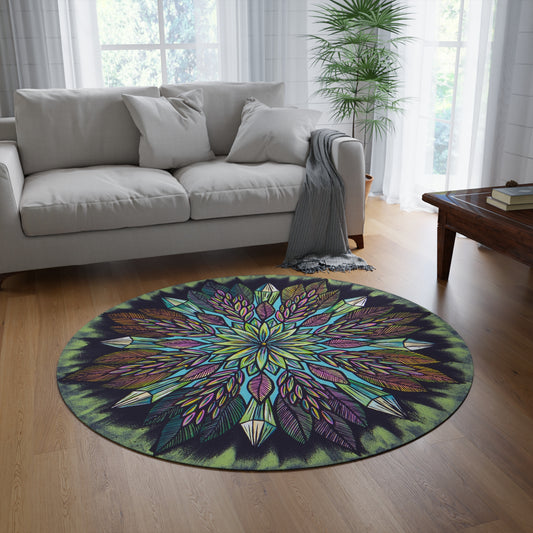 "Krystalhoja" Mandala Rug - Blue Flame Array Home Decor