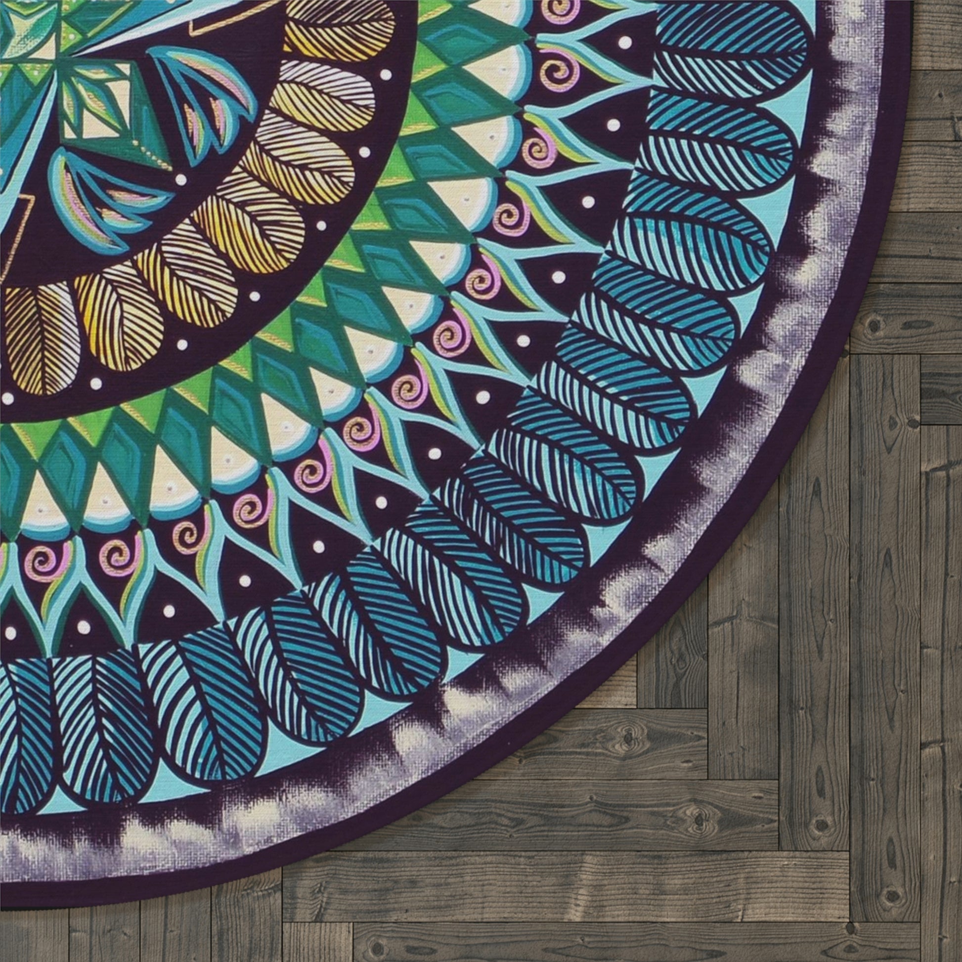 "AquilazurA Kryst'dala" Mandala Rug - Blue Flame Array Home Decor