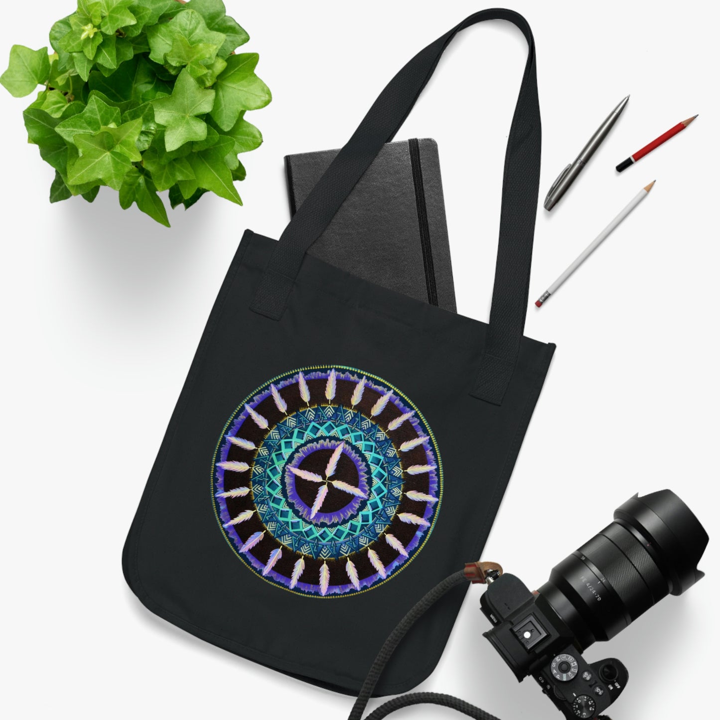 "Cuatro Vientos" Organic Canvas Tote Bag - Blue Flame Array Bags