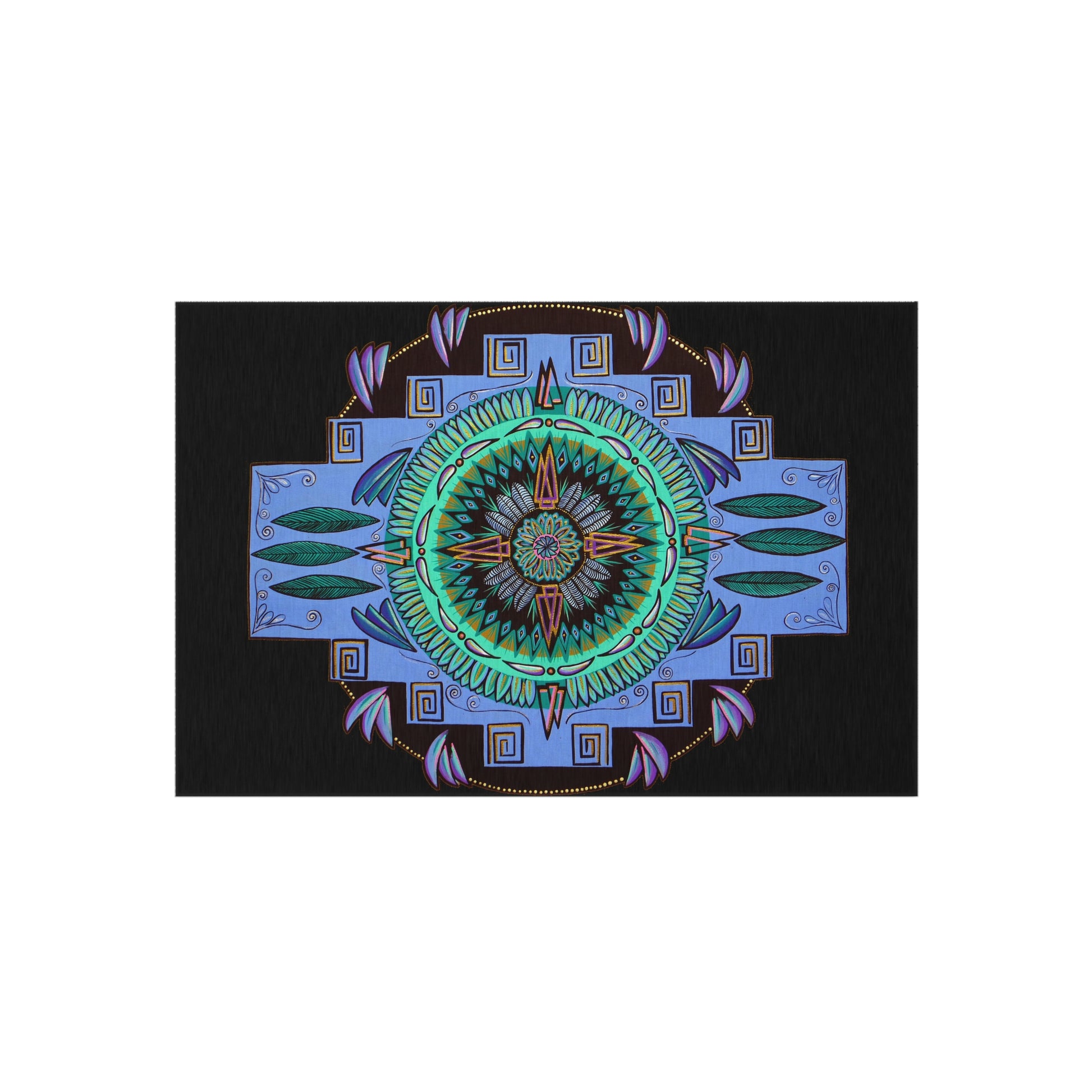 "Plumachakana" Outdoor Mandala Rug - Blue Flame Array 48" × 72" Home Decor