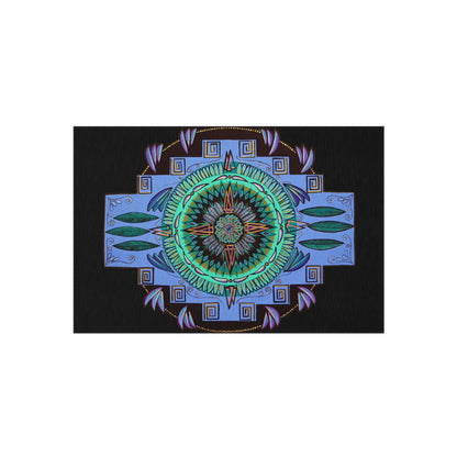 "Plumachakana" Outdoor Mandala Rug - Blue Flame Array 48" × 72" Home Decor