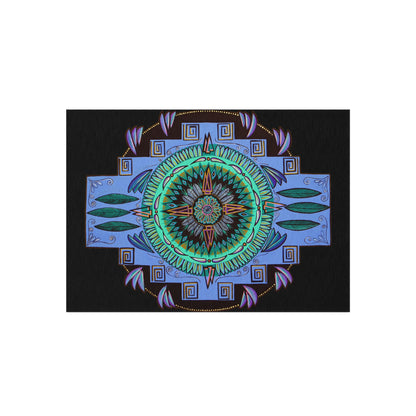 "Plumachakana" Outdoor Mandala Rug - Blue Flame Array 60" × 84" Home Decor