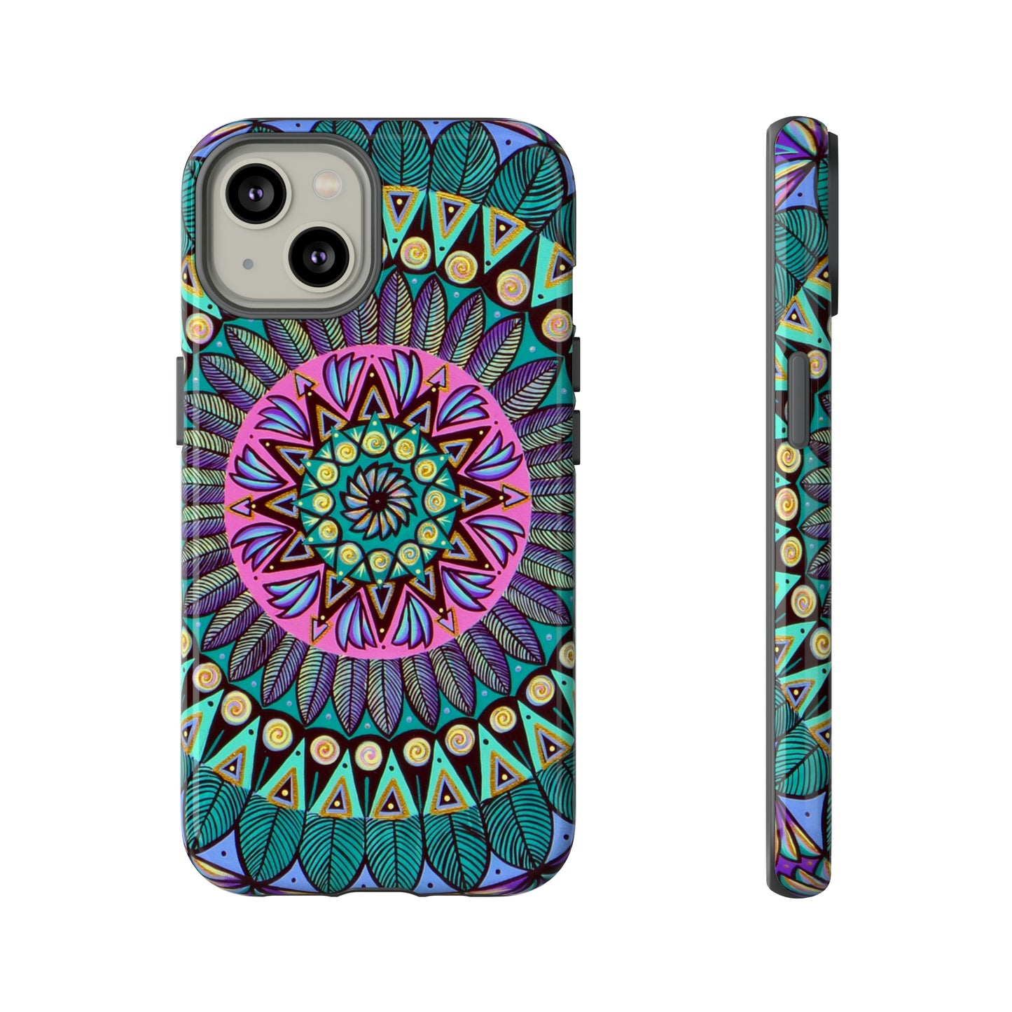 "Mandaladiosa" Art Phone Armor - Blue Flame Array iPhone 14 / Glossy Phone Case