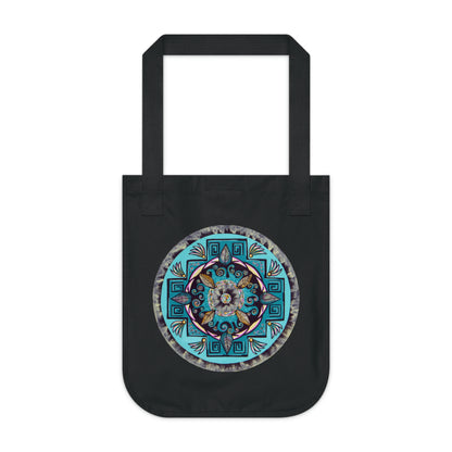 "Hojachakana" Organic Canvas Tote Bag - Blue Flame Array One size / Black Bags