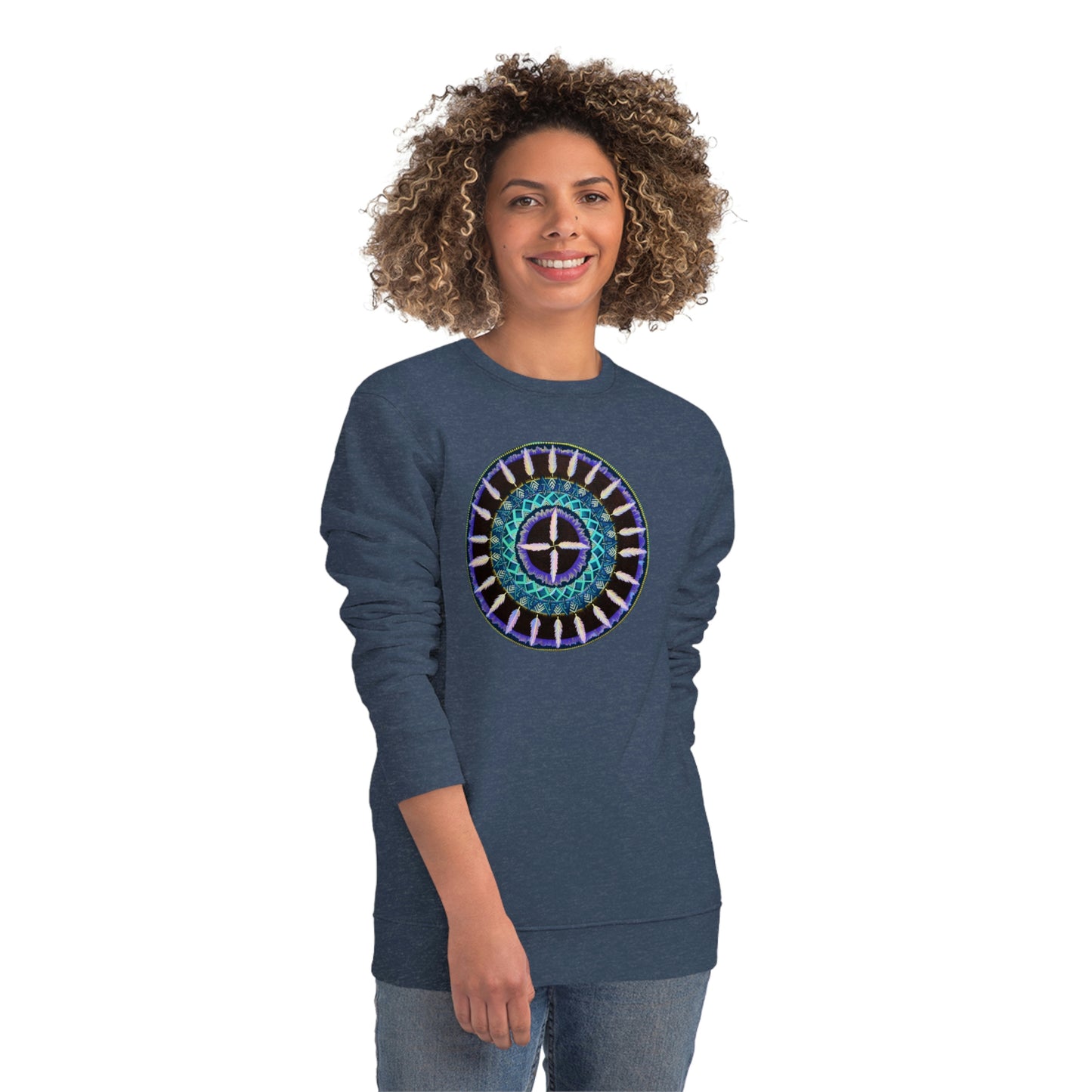 "Cuatro Vientos" Lords & Ladies Organic Sweatshirt - Blue Flame Array Dark Heather Blue / XS Sweatshirt