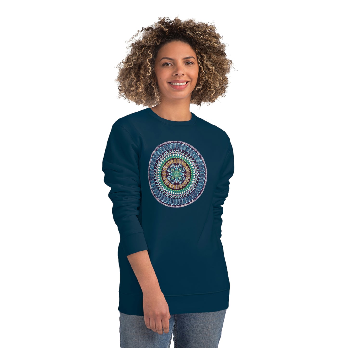 "AquilazurA Kryst'dala" Lords & Ladies Organic Sweatshirt - Blue Flame Array French Navy / 2XS Sweatshirt