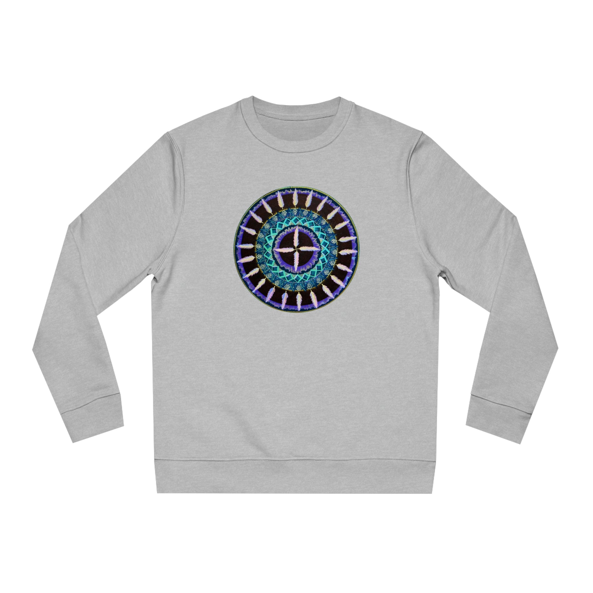 "Cuatro Vientos" Lords & Ladies Organic Sweatshirt - Blue Flame Array Heather Grey / 2XS Sweatshirt