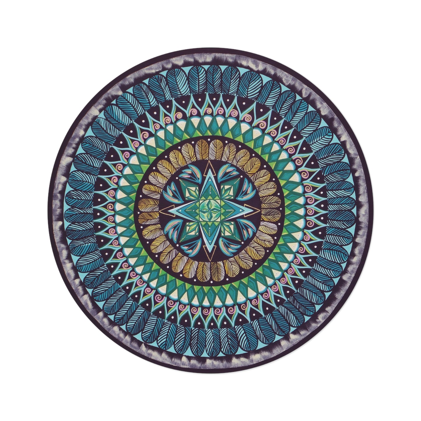 "AquilazurA Kryst'dala" Mandala Rug - Blue Flame Array Home Decor