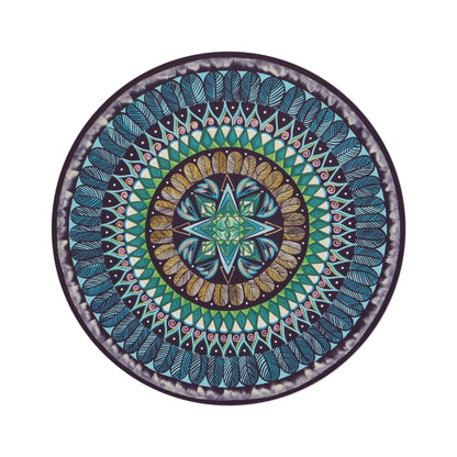 "AquilazurA Kryst'dala" Mandala Rug - Blue Flame Array Home Decor