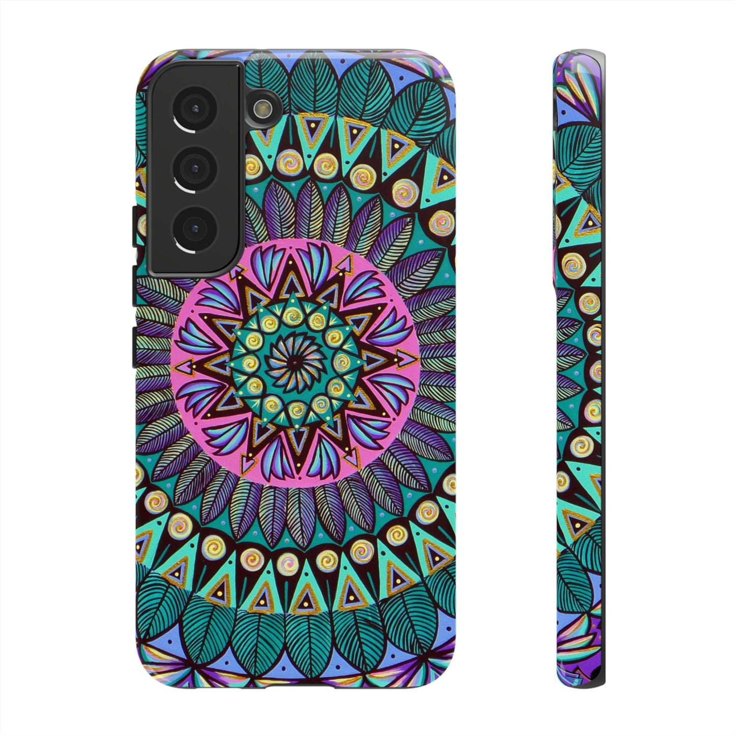 "Mandaladiosa" Art Phone Armor - Blue Flame Array Samsung Galaxy S22 / Glossy Phone Case