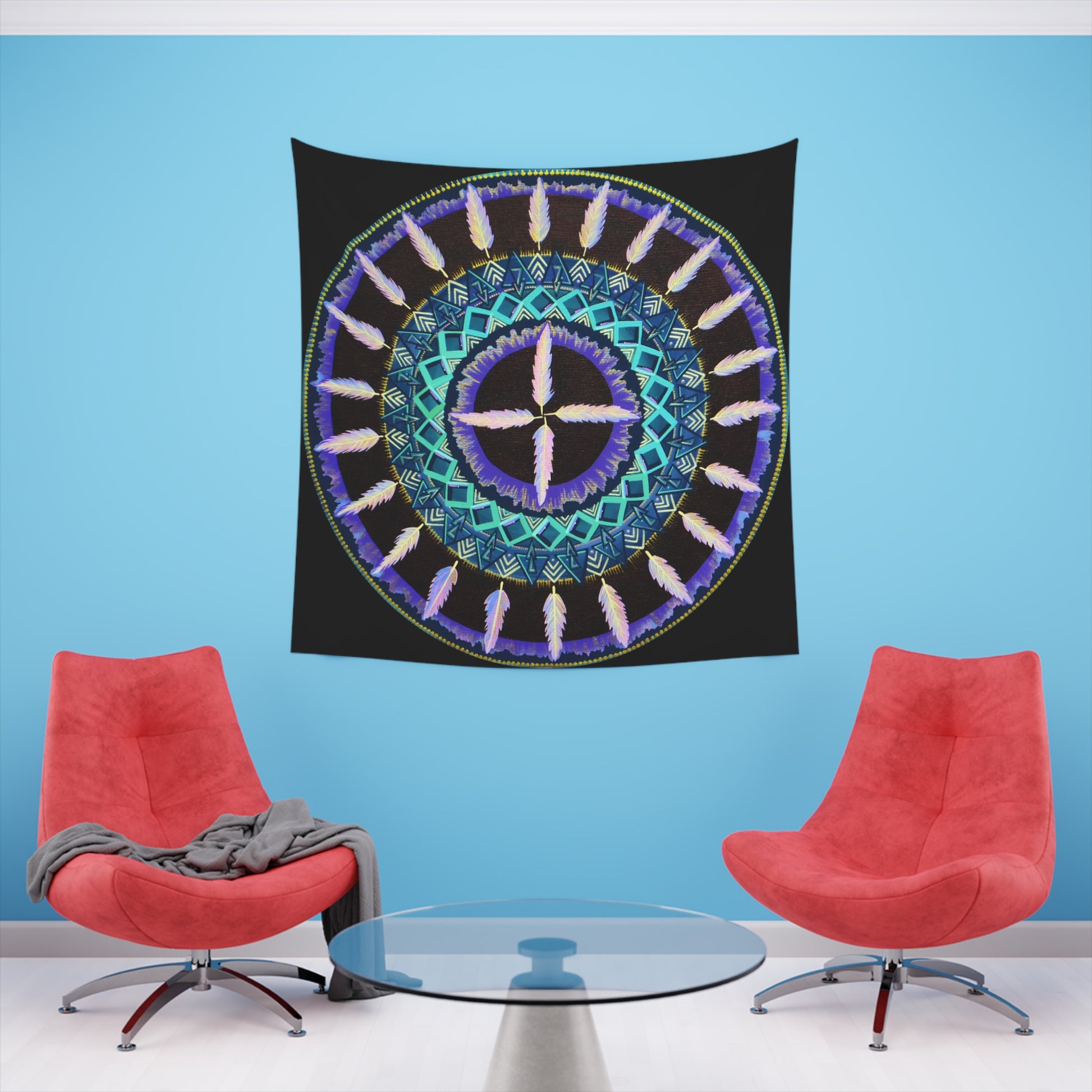 "Cuatro Vientos" Wall Tapestry - Blue Flame Array Home Decor