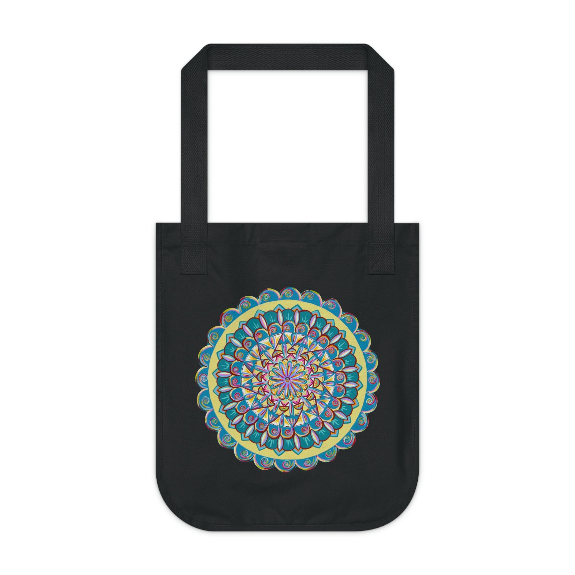 "Almandalayana" Organic Canvas Tote Bag - Blue Flame Array One size / Black Bags