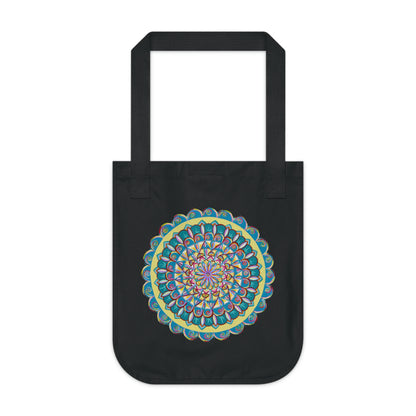 "Almandalayana" Organic Canvas Tote Bag - Blue Flame Array One size / Black Bags