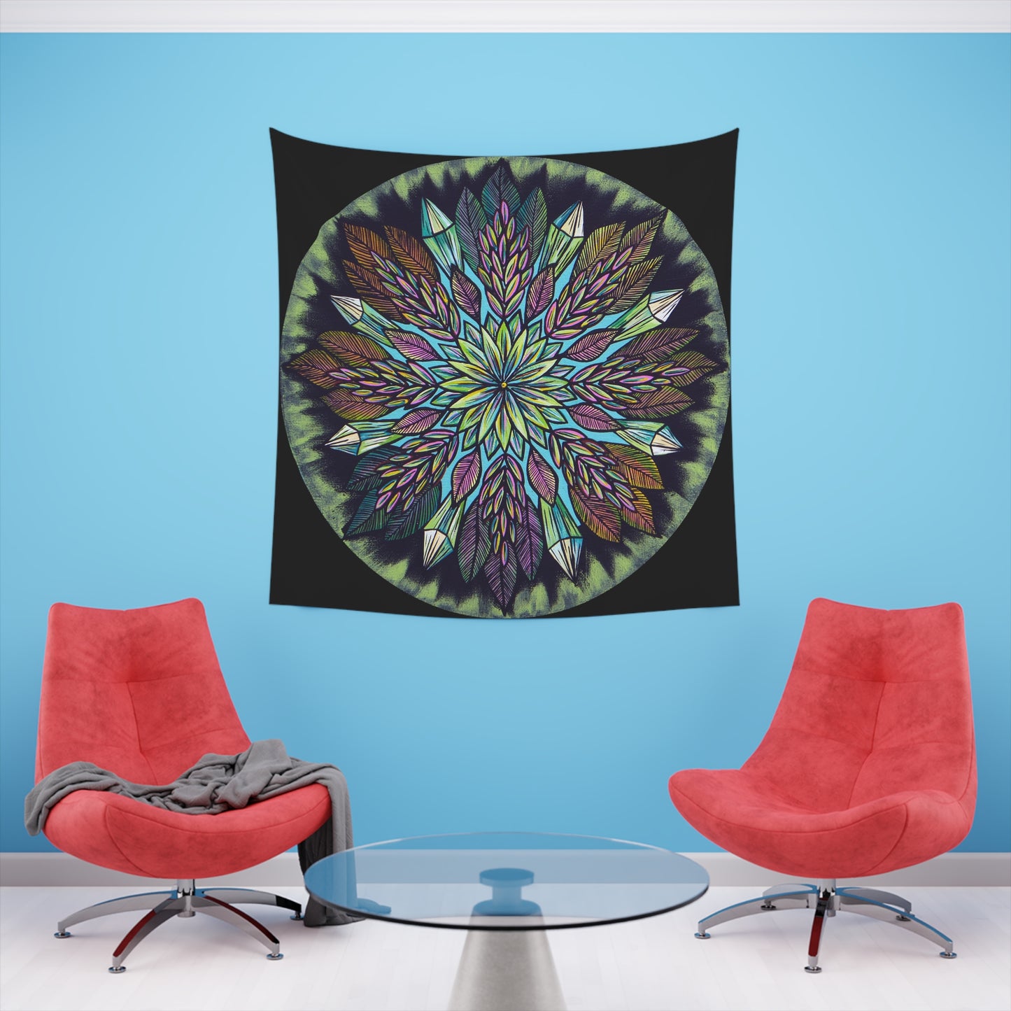 "Krystalhoja" Wall Tapestry - Blue Flame Array Home Decor